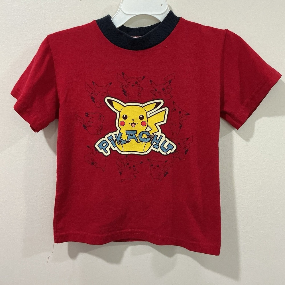 Vintage Pokemon T Shirt Youth 3T Red Pikachu Graphic 1999 Nintendo Made In USA